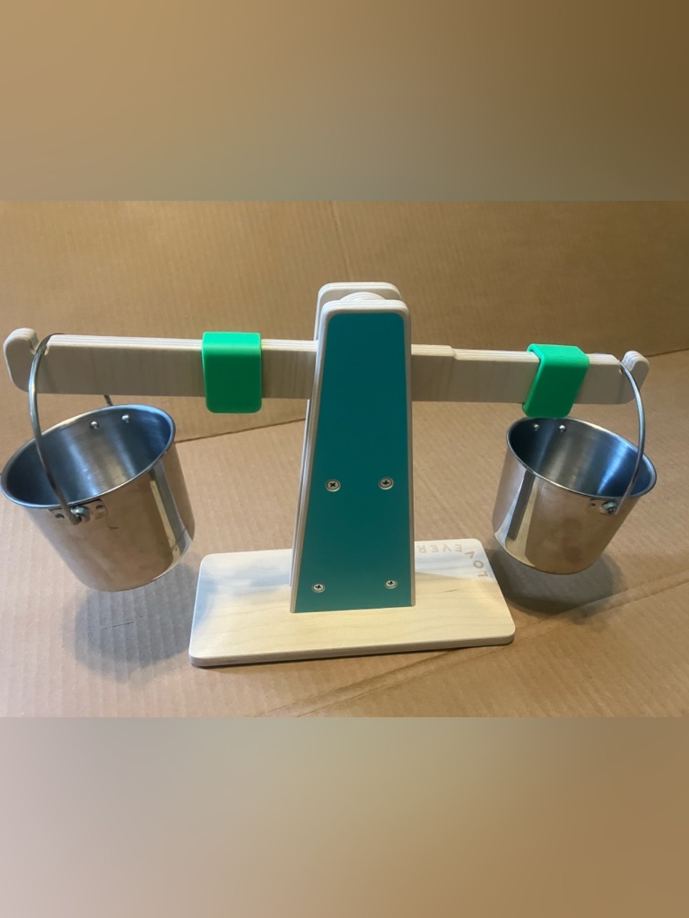 Lovevery Every Which Weigh Wooden Scale and Metal Pails Buckets